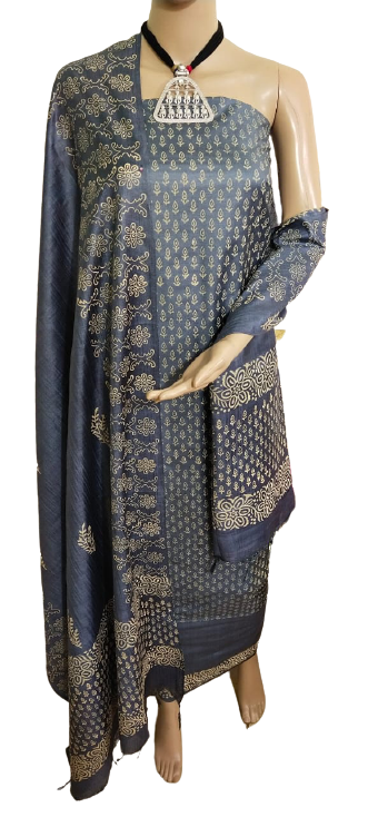 Soft silk hand block print suit PTS