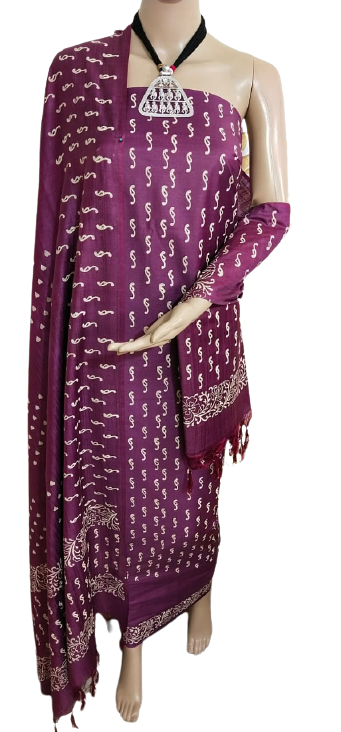 Soft silk hand block print suit PTS