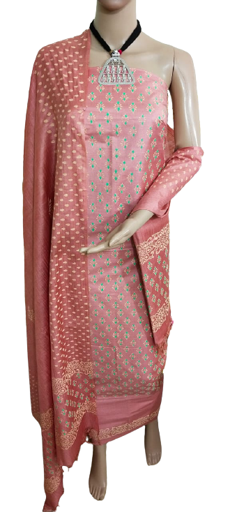 Soft silk hand block print suit PTS