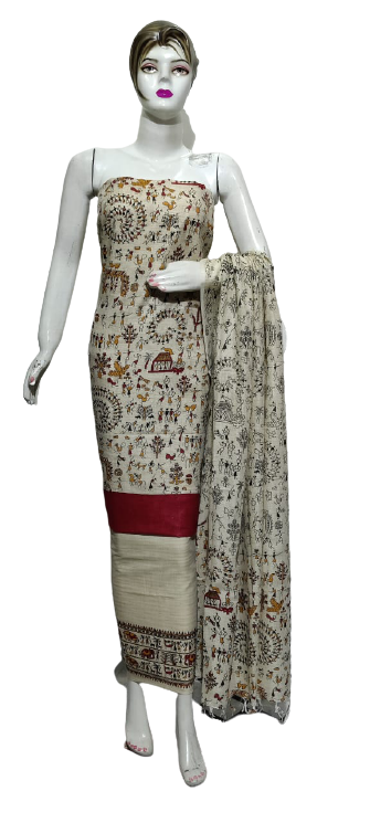 Cotton Khadi discharge print suit SILKZONE