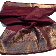 Organza linen banarasi jacquard saree SILK ZONE