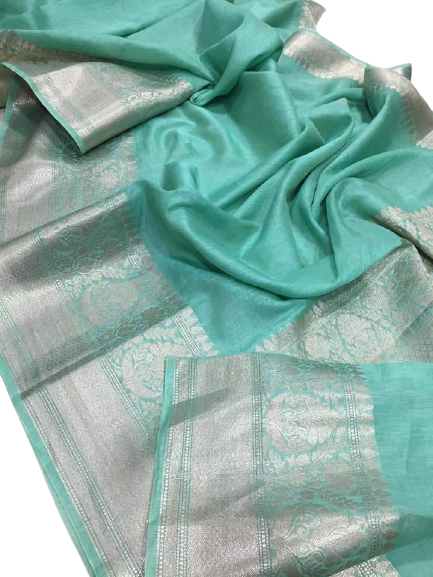 Organza linen banarasi jacquard saree SILK ZONE