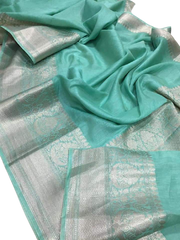 Organza linen banarasi jacquard saree SILK ZONE