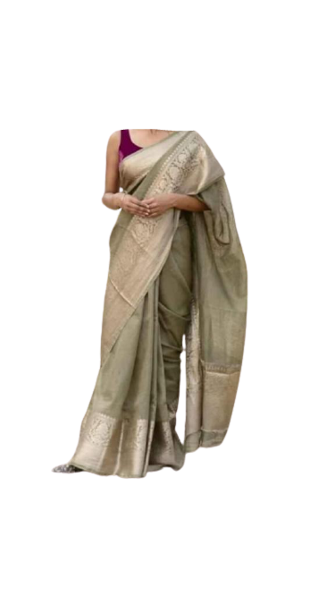 Organza linen banarasi jacquard saree SILK ZONE
