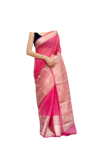 Organza linen banarasi jacquard saree SILK ZONE