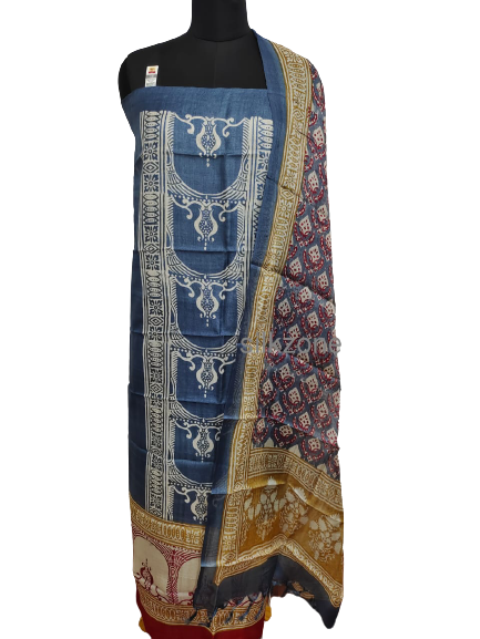 Tussar Silk Hand Block Print Suit SILK ZONE