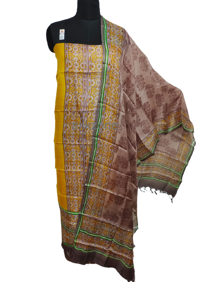 Tussar Silk Hand Block Print Suit SILK ZONE