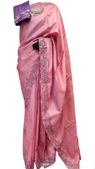 Tussar silk cut work design saree SILK ZONE