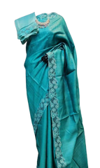 Tussar silk cut work design saree SILK ZONE
