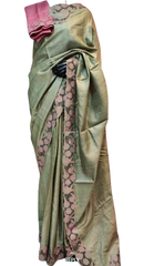 Tussar silk cut work design saree SILK ZONE