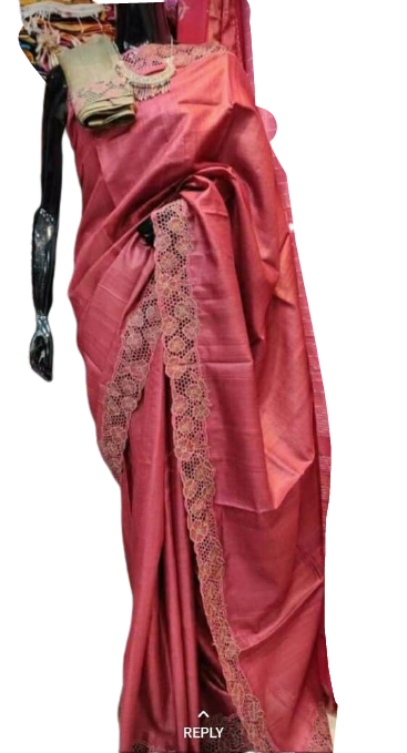 Tussar silk cut work design Saree SILK ZONE