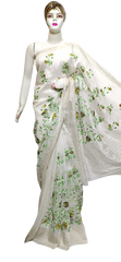 Organza linen embroidery saree SILK ZONE