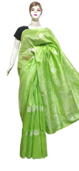 Organza linen embroidery saree SILK ZONE