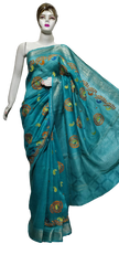 Organza linen embroidery saree SILK ZONE