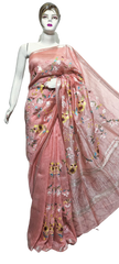 Organza linen embroidery saree SILK ZONE