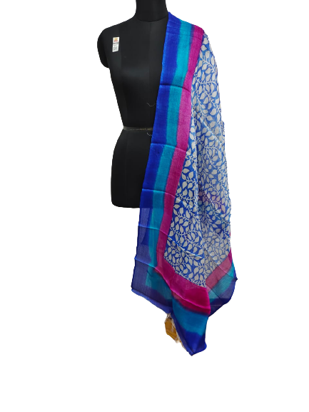 Tussar silk handblock print dupatta SILK ZONE