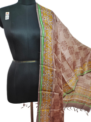 Tussar silk handblock print dupatta SILK ZONE