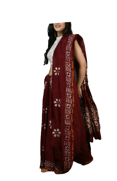 Chanderi Cotton Hand Block Bagro Print Saree SILK ZONE