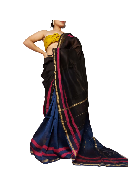 Chanderi Cotton Hand Block Bagro Print Saree SILK ZONE