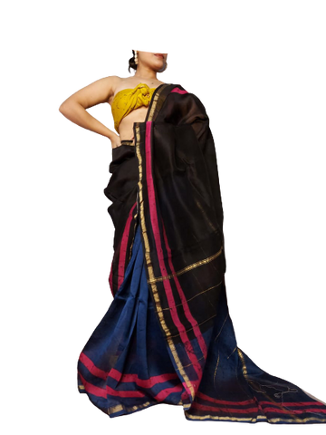 Chanderi Cotton Hand Block Bagro Print Saree SILK ZONE