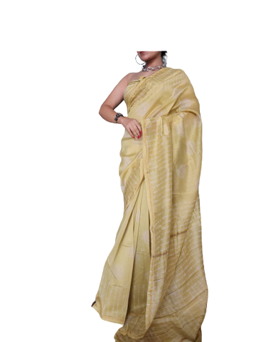 Chanderi Cotton Hand Block Bagro Print Saree SILK ZONE