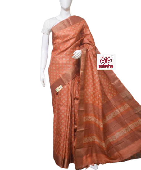 Pure Tussar Silk print saree