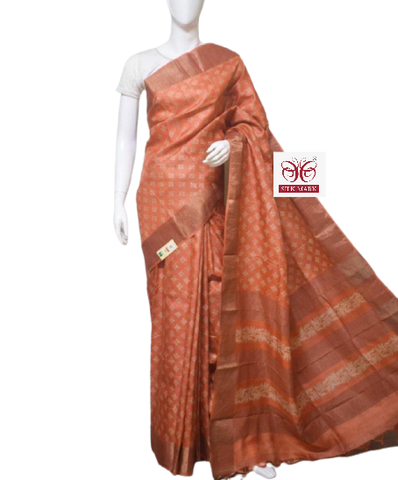 Pure Tussar Silk print saree