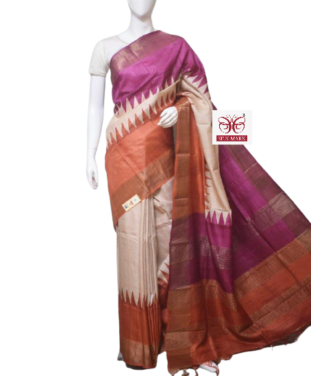 Pure Tussar Silk print saree