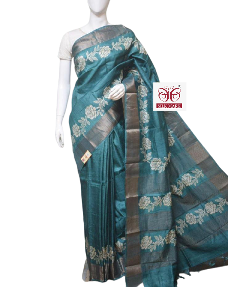 Pure Tussar Silk print saree