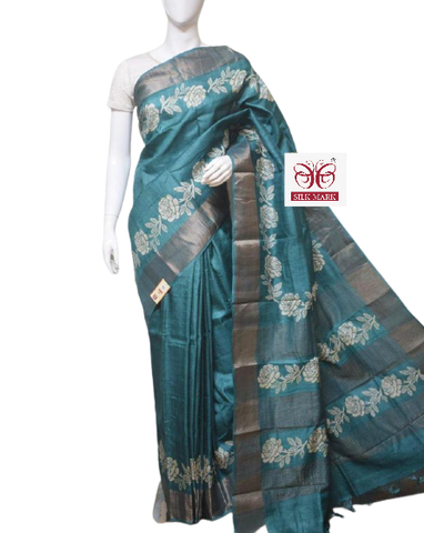 Pure Tussar Silk print saree