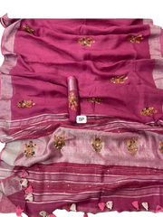 Pure linen handwork saree SILK ZONE