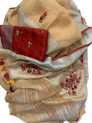 Pure linen handwork saree SILK ZONE