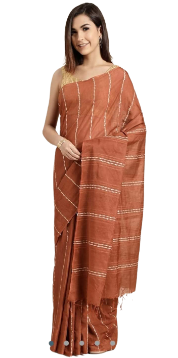 Semi tussar munga silk stripe saree SILK ZONE