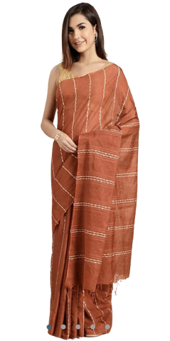 Semi tussar munga silk stripe saree SILK ZONE