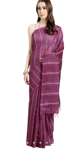 Semi tussar munga silk stripe saree SILK ZONE