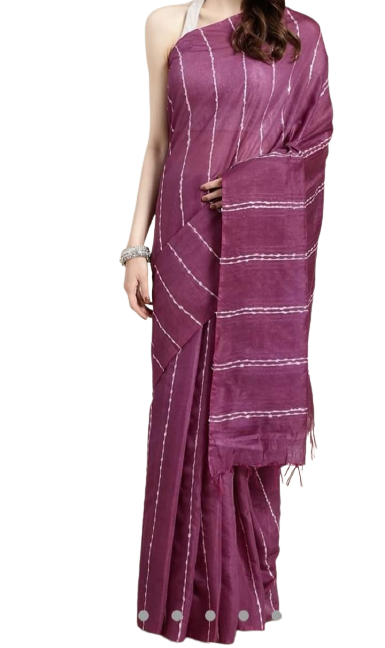 Semi tussar munga silk stripe saree SILK ZONE