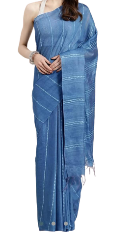 Semi tussar munga silk stripe saree SILK ZONE