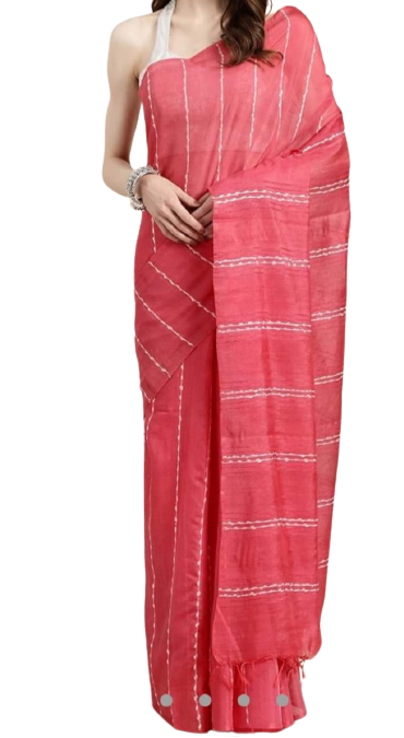 Semi tussar munga silk stripe saree SILK ZONE