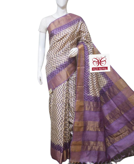 Pure Tussar Silk print saree