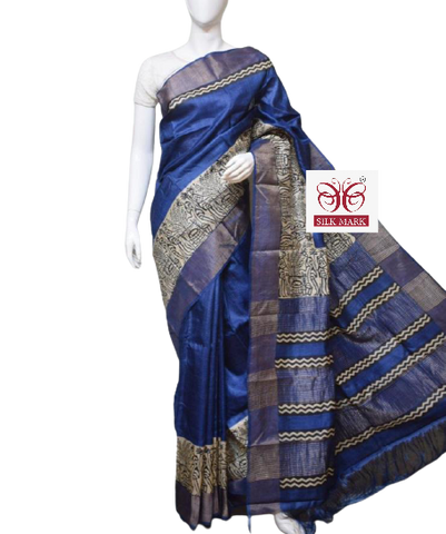 Pure Tussar Silk print saree