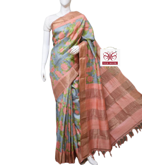 Pure Tussar Silk print saree