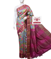 Pure Tussar Silk print saree