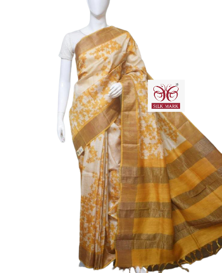 Pure Tussar Silk print saree