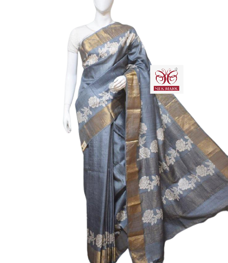 Pure Tussar Silk print saree
