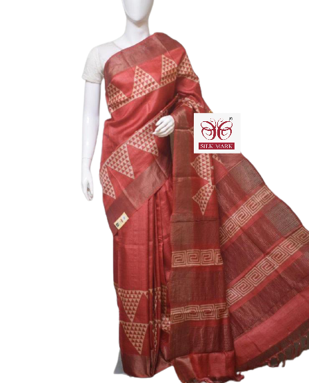 Pure Tussar Silk print saree