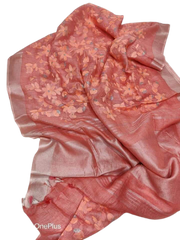 Pure silk linen embroidery saree SILK ZONE