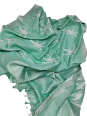 Pure silk linen embroidery saree SILK ZONE