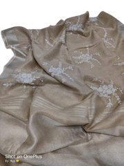 Pure silk linen embroidery saree SILK ZONE
