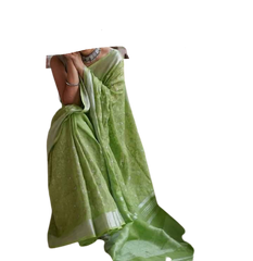 Pure silk linen embroidery saree SILK ZONE