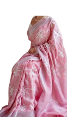 Pure silk linen embroidery saree SILK ZONE